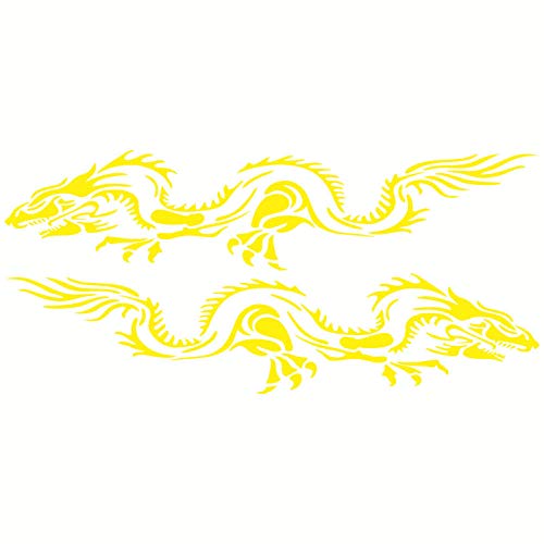 whmyz 2 Piezas Dragon Totem Horde Body Sticker Car Sticker Car Body Racing Side Door Long Stripe Stickers Auto Vinyl Decal Body Stickers-Yellow