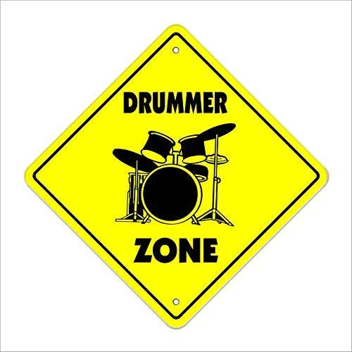 Wini2342ckey Placa de metal Drummer-M Crossing Sign Zone Xing Drum Sticks Musician Band Rock Play Music Humor no se oxida, protegida contra los rayos UV y resistente al agua, 30,48 x 30,48 cm