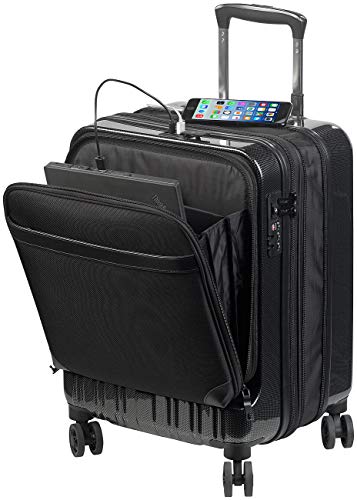 Xcase maleta: Carro para equipaje de mano con pliegue de expansión, Conexión del banco de energía, TSA, 34/39 l (Negocio Carretilla)