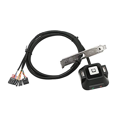 YAODHAOD - Interruptor de alimentación para Ordenador de sobremesa, Interruptor de restablecimiento de energía del chasis con Puertos USB Dobles y Conectores de micrófono de Audio