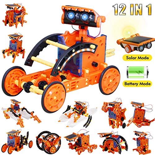 Yeelan - Robot de Juguete Solar, 12 en 1, Edificio Educativo, Bricolaje, Aprendizaje, Ciencia, Experimento, Kit de 190 Piezas, codificación Stem, Robots, Juego de ingeniería Alimentado por el Sol