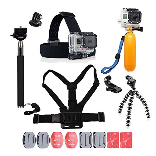 YhtSoprt Juego de accesorios para GoPro, compatible con GoPro Hero 6/5/4/3, Hero Session y SJ4000 Xiaomi Yi DBPower y otras cámaras deportivas, color negro