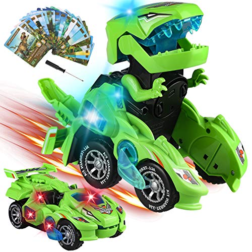 Yojoloin Coches de Dinosaurios Juguetes,Transformers Juguete Cars,Switch Go Dinos,2 en 1 Coche Robot Niños con Luz LED y Sonido,Juguetes Niños 5-9 años,Regalos para Niños de 10 años