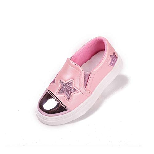 Youpin 2021 - Zapatos de piel para niños y niñas, cómodos zapatos informales, zapatos de princesa (color: rosa, talla de zapato: 12,5)