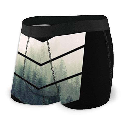 Yuanmeiju Mens Boxer Shorts Fitted Bragas Geometric Misty Forest Trunks Quick Dry Ropa Interior