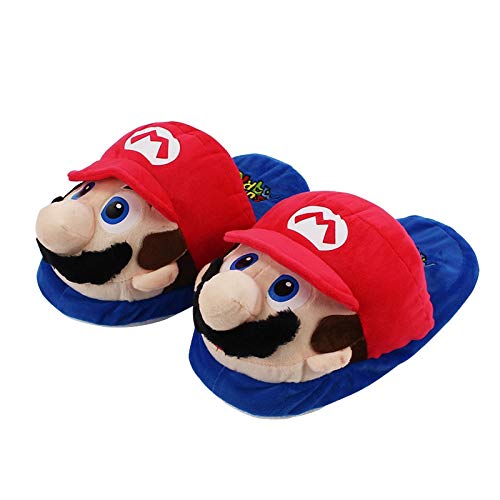 YUNDING Zapatos de Felpa Super Mario The Hedgehog 27cm Super Mario Bros Mario Luigi Zapatillas Rojas y Verdes Suaves de algodón Relleno de Felpa Zapatos de Juego