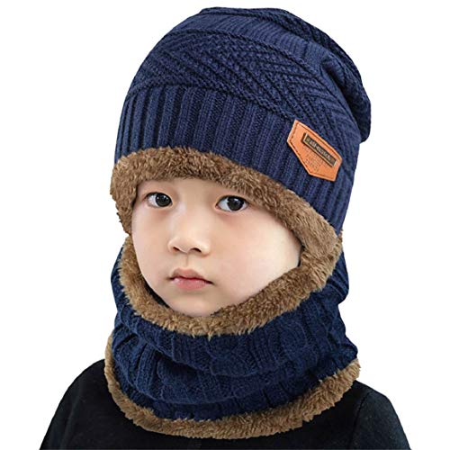 Yuson Girl Conjunto de Bufanda y Gorro de Punto para niños Forro Polar de Lana Beanie Hat Sombrero Cuello Caliente (Azul) Yuson Girl Conjunto de Bufanda y Gorro de Punto para niños Forro Polar de Lana Beanie Hat Sombrero Cuello Caliente (Azul)