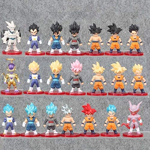 Yvonnezhang 21 unids / Set Figura de Acción Dragon Ball Goku Son Goku Vegeta Frieza Vegetto PVC Anime Figura de Colección Modelo de Juguete, 21 unids