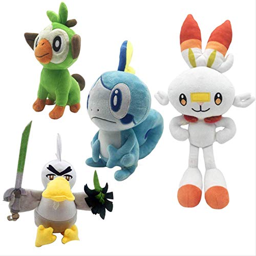 Yzhome 4 Piezas Anime Pikachu Plush Dolls Toy 25-30 Cm , Pokemones Sword Shield Peluches Rellenos Juguetes Juguetes De Cumpleaños para Niños
