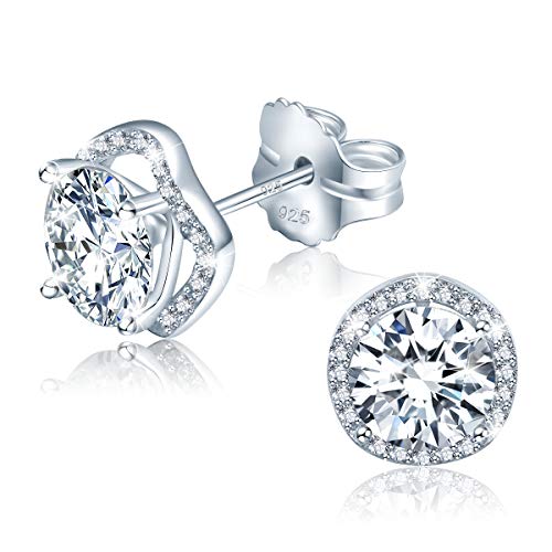 Zane Style Simple Fashionable 925 Sterling Silver Round Classic 3A Cubic Zirconia Lady Pendientes
