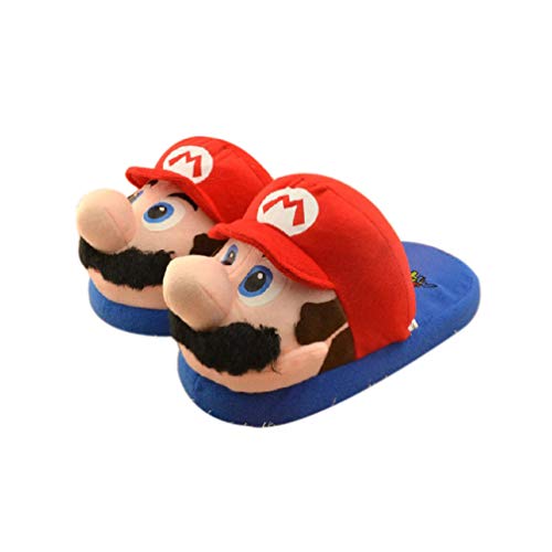 Zapatillas Zapatillas de Felpa Super Mario Mario Luigi de Dibujos Animados de Interior Zapatos cálidos para el hogar