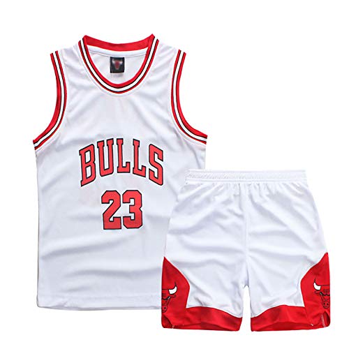 ZETIY - Juego de 2 maillot y pantalones de baloncesto para niños pequeños, Todo el año, Niños, color Blanco, tamaño 8- 9 años