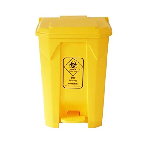 ZHAS Bote de Basura Bote de Basura Amarillo con Tapa, Exterior Espesar la Papelera del Pedal Caja de Almacenamiento de desechos comerciales Hospital Escuela Bote de Basura Práctico Conveniente (T