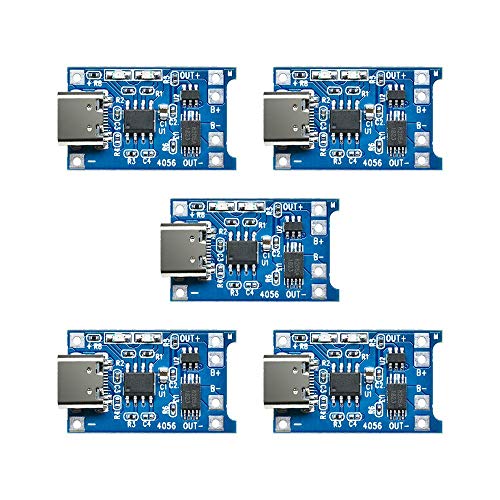 ZHITING 5pcs TP4056 Tipo-C Interfaz de Entrada USB 5V 1A 18650 Tablero de Carga del módulo del Cargador de batería de Litio con función de protección Dual ZHITING 5pcs TP4056 Tipo-C Interfaz de Entrada USB 5V 1A 18650 Tablero de Carga del módulo del Cargador de batería de Litio con función de protección Dual