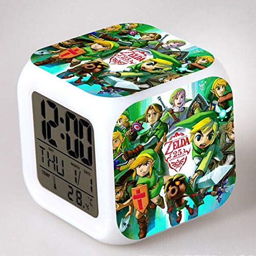 Zhuhuimin Zelda Leyenda Reloj Despertador Luminoso Reloj de plástico para niños Juguete LED Reloj Despertador Digital Despertador