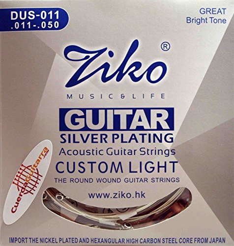 Ziko DUS-011 2 Juegos de Cuerdas para Guitarra Acústica Calibre 011-050 Silver Plating