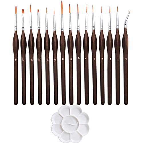 ZOCONE 15 pinceles para pintura, acuarela, pinceles para pintura en miniatura + 1 paleta, perfectos para retoques pequeños detalles para pintores/acuarelas/pintura/Nail Art (Maroon) ZOCONE 15 pinceles para pintura, acuarela, pinceles para pintura en miniatura + 1 paleta, perfectos para retoques pequeños detalles para pintores/acuarelas/pintura/Nail Art (Maroon)