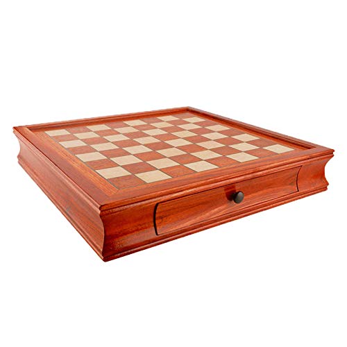 ZQYX Juego De Ajedrez Y Damas De Lujo, Juego De Mesa De Ajedrez De Madera Maciza, Tablero De Ajedrez De Nogal Y Caoba Y Cajón De Almacenamiento con Piezas De Ajedrez De 3 Pulgadas