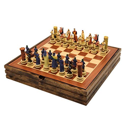ZZTX Ajedrez Juego de ajedrez de Madera Maciza Crusader Theme of Civil War Juegos de ajedrez Piezas de ajedrez de Resina Juego de Mesa de Madera Ajedrez temático Juego de ajedrez de Lujo (Tamaño: