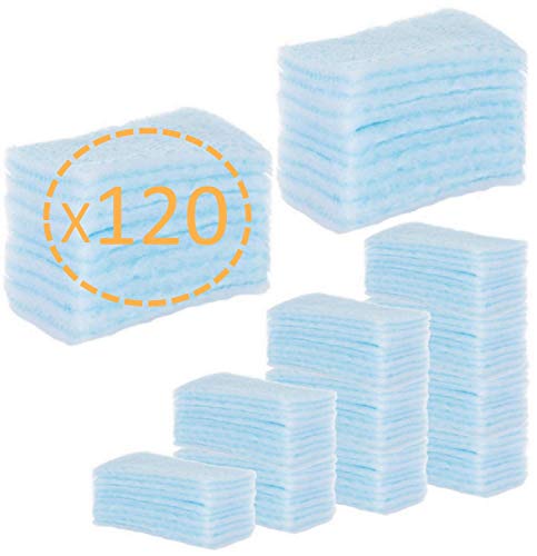 120 ESPONJAS Jabonosas Desechables bebes, niños y adultos - 120 Unidades - Esponja Bebe Piel Sensible - Esponjas Baño con Jabón ph neutro - Pack 5 paquetes de 24 esponjas Annote