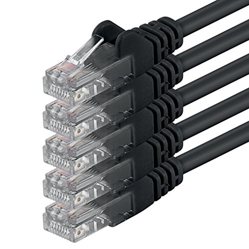 1m - Negro - 5 Piezas - Cable de Red Ethernet con Conectores RJ45 CAT6 Cat 6 Cat.6 1000 Mbit/s