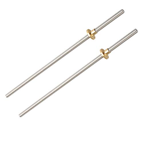 2 tornillos y tuercas de acero inoxidable T8 L300 mm de diámetro 8 mm de plomo 4 arranques para impresora 3D Prusa i3 eje Z barra de eje lineal eje 2 tornillos y tuercas de acero inoxidable T8 L300 mm de diámetro 8 mm de plomo 4 arranques para impresora 3D Prusa i3 eje Z barra de eje lineal eje