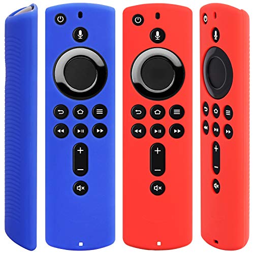 [2 unidades] Funda de silicona para Fire TV Stick 4K/Fire TV (3ª generación) compatible con todos los nuevos mandos a distancia de voz Alexa de 2ª generación (rojo y azul)