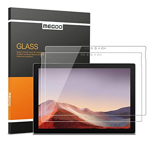 [2 unidades] Protector de pantalla Megoo para Surface Pro 7, ultra transparente/alta respuesta/vidrio templado, compatible con Microsoft Surface Pro 7 12.3 pulgadas (versión 2019)