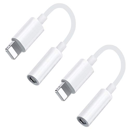 [2Pack] Adaptador de auriculares para iPhone AUX Audio Jack Splitter para iPhone Accesorios de auriculares de 3,5 mm Compatible con iPhone 12/11/7/7P/8/8P/X/XR/XS Compatible con todos los sistemas iOS