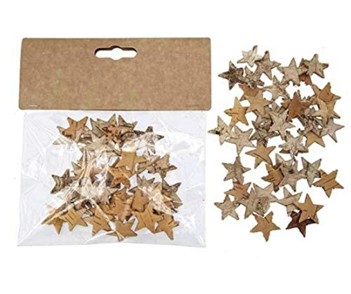 50 estrellas de madera de corteza de abedul para decoración de Navidad, manualidades o floristería, 2,5 cm