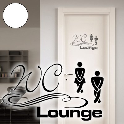 'A003 para puerta de pared/WC "Lounge 30 cm x 17 cm (en 40 colores y 4 tamaños) 60cm x 34cm weiss