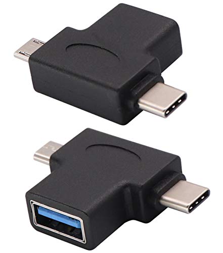 AAOTOKK 2en1 Micro USB 3.0 y Adaptador OTG Tipo C 2.0,USB 3.0 A Hembra a Micro USB&Tipo C 2.0 Macho Convertidor(On The Go)para Teléfonos Inteligentes Android,Flash,Drive,Mouse,Teclado,etc.(2 Unidades)