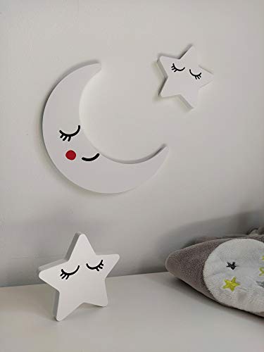 Accesorio decorativo infantil corpóreo. Diseño Luna y estrellas para mueble o pared en interior y exterior.