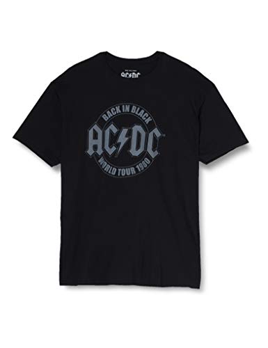 AC/DC Tour Emblem Camiseta, Negro (Black Blk), S para Hombre