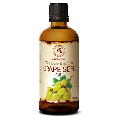 Aceite de Semilla de Uva 100ml - Prensado en Frío - Vitis Vinifera - Italia - 100% Puro y Natural - Mejores Beneficios para el Cabello - Cuidado de Cara y Piel - Masaje - Grape Seed Oil