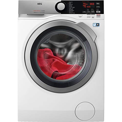 AEG L7WEE962 Lavasecadora de Libre Instalación, Carga Frontal, Lava 9 Kg, Seca 6 Kg, 1600 rpm, Serie 7000, Motor Inverter, Programa NonStop, Panel LCD, Puerta Inox, Blanco, Clase A