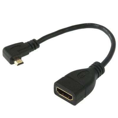 AFUNTA 90 Grados Micro HDMI Macho a HDMI Hembra Cable Adaptador, Longitud: 17cm