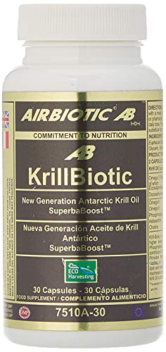 AIRBIOTIC AB - KrillBiotic AB Ecoharvesting, Ácidos grasos esenciales, omegas para el corazón, cerebro y colesterol, 30 cápsulas