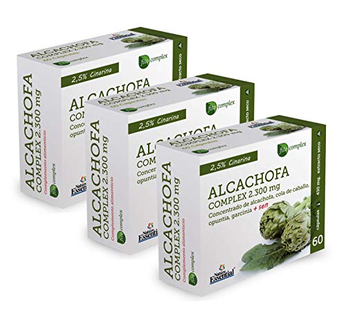 Alcachofa complex 2.300 mg 60 cápsulas. Con cola de caballo, opuntia, garcinia cambogia y sen. (Pack 3 unid)