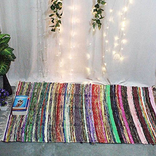 Alfombra de retales reciclados hecha a mano - Chindi - Multicolor - 150 x 90 cm