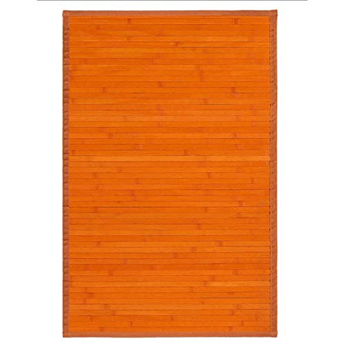 Alfombra de Salón o Comedor, Naranja, de Bambú Natural 60 X 90cm Natur, 60x90 - Hogar y Más