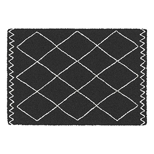 Alfombra Decorativa Rectangular 120 x 170 cm, Polipropileno saoura, Color Negro