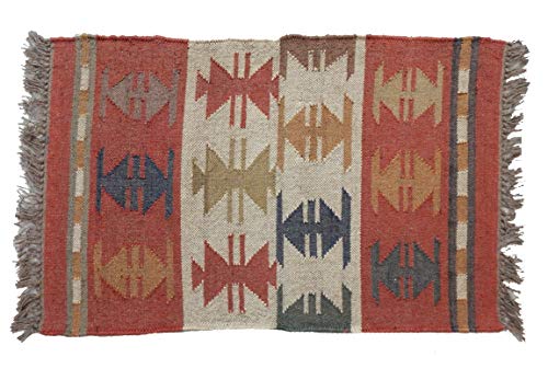 Alfombra tejida a mano Killim de 2 x 3 pies de lana india de yute para el suelo de exterior e interior, alfombra de presa hecha a mano alfombra turca