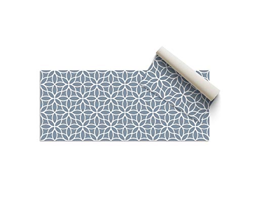 Alfombra Vinílica Cocina Flores, Color Azul, 80 x 40 x 0.22 cm, Alfombra de Vinilo de Varios Tamaños con Base Antideslizante, Material Lavable y Recortable, ALV-100 Alfombra Vinílica Cocina Flores, Color Azul, 80 x 40 x 0.22 cm, Alfombra de Vinilo de Varios Tamaños con Base Antideslizante, Material Lavable y Recortable, ALV-100