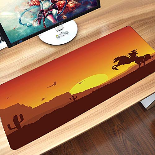 Alfombrilla goma antideslizante para ratón, Desierto del oeste salvaje americano occidental con vaquero a caballo Cactus S,ratón de goma antideslizantes con Designs para gamer y Office trabajo60x35 cm Alfombrilla goma antideslizante para ratón, Desierto del oeste salvaje americano occidental con vaquero a caballo Cactus S,ratón de goma antideslizantes con Designs para gamer y Office trabajo60x35 cm