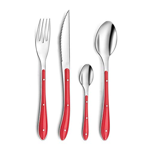Amefa S24 Cubiertos INOX+PP Rojo Bistro Cubertería 24 Piezas, Acero Inoxidable 1,5mm de Espesor, Color, 9 x 9 x 24 cm Amefa S24 Cubiertos INOX+PP Rojo Bistro Cubertería 24 Piezas, Acero Inoxidable 1,5mm de Espesor, Color, 9 x 9 x 24 cm