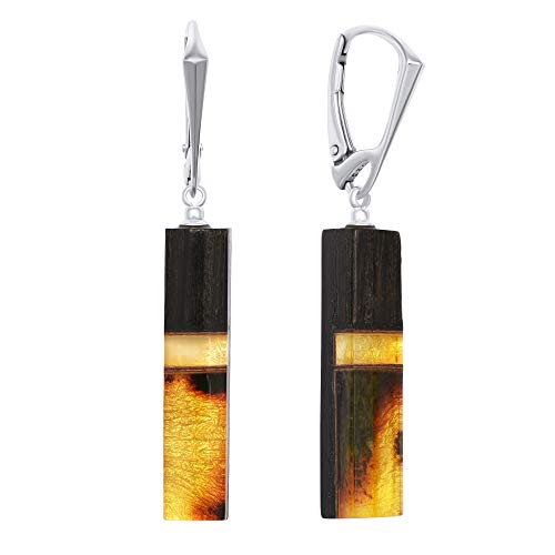 ANDANTE Premium Collection – Master of Zen – Pendientes de ámbar natural del mar Báltico, oro puro de 23 quilates, plata de ley 925 y roble negro, certificado Atena, oro del mar ANDANTE Premium Collection – Master of Zen – Pendientes de ámbar natural del mar Báltico, oro puro de 23 quilates, plata de ley 925 y roble negro, certificado Atena, oro del mar