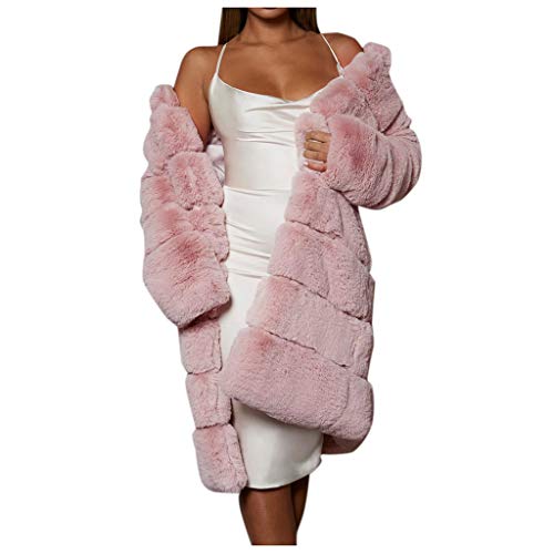 AOGOTO Abrigo de piel sintética para mujer, cálido, de manga larga, acogedor, peludo, tallas grandes, cálido, abrigado, parka