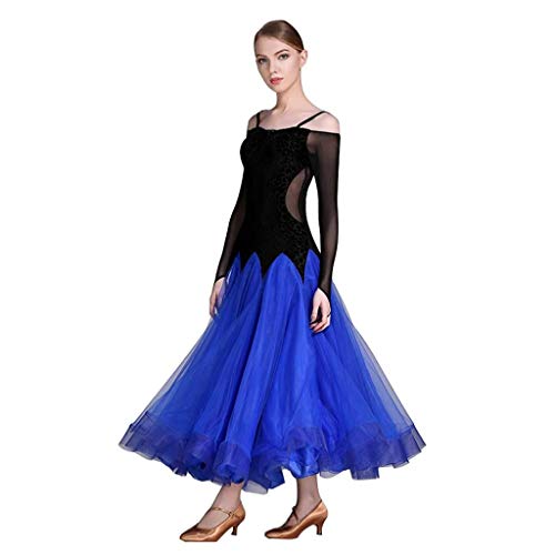 APcjerp Danza Moderna Falda de Baile de salón de la Falda, Vestido Femenino Adulto (Color : Blue, Size : S)