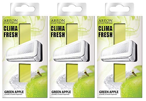 Areon Clima Fresh Ambientador Manzana Verde Casa Aire Acondicionado Olor Fruit Original Hogar Salón Oficina Tienda ( Green Apple Pack de 3 )